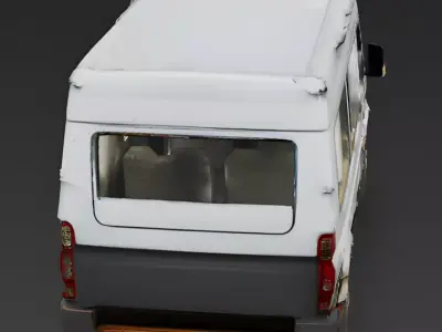 Head-On Collision Microbus 3D Model Low-poly 3D model