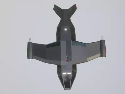 futuristic military jet Low-poly 3D model