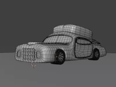 Stylized Vintage Car 3D Model  Cartoon Retro Vehicle  Low Poly  Free 3D model