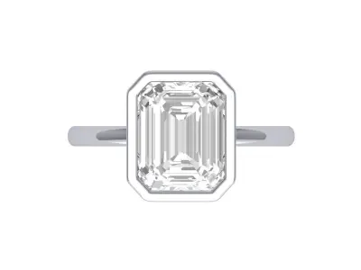 Emerald Solitaire Bazel Ring 3D print model