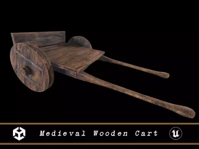 Medieval Wooden Cart Low-poly 3D model shop