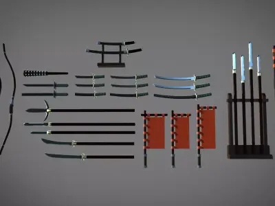 Samourai ands ninja weapons 3D model