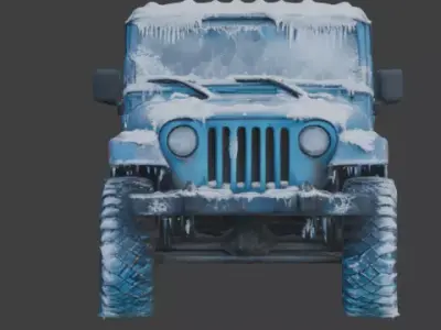 Frozen Damaged Off Road Jeep 3D Model V01 Low-poly 3D model