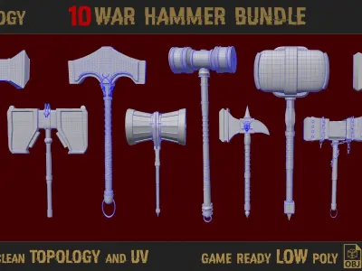 10 warhammer bundle Low-poly 3D model