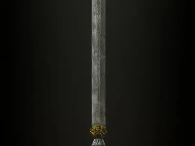 Steel sword low poly 5 texture options and high poly Low-poly 3D model