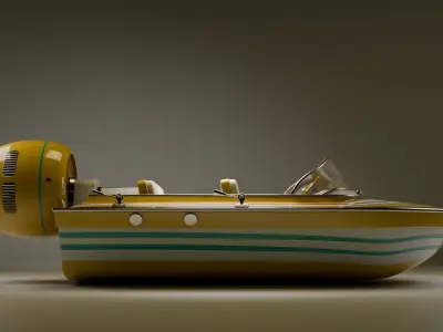 RetroJet 77  Vintage Airboat Cruiser Low-poly 3D model