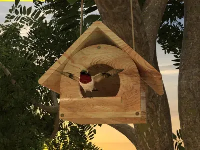Bird House in Forest 3D model