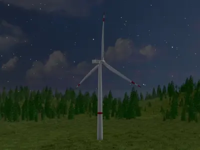 Wind turbine V1 H-120 RD 160 m Low-poly 3D model