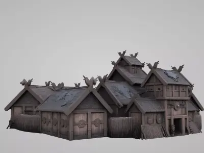 Medieval Viking village house 3D model Low-poly 3D model purchase