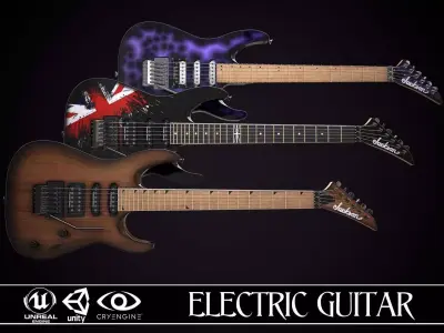 Electric Guitar Jackson Dinky 3 skins Low-poly 3D model