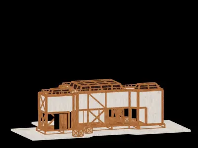 Medieval Low Poly Building Castle Wooden Village Stone House 27 Low-poly 3D model