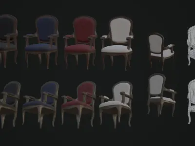 Antique Living Room Low-poly 3D model