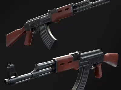 AK 47 Game Ready Low-poly 3D model