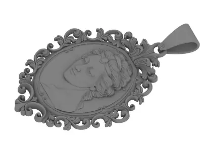 Queen Antique Silver Pendant  3D print model