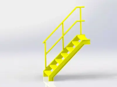 Steel stair  Low-poly 3D model