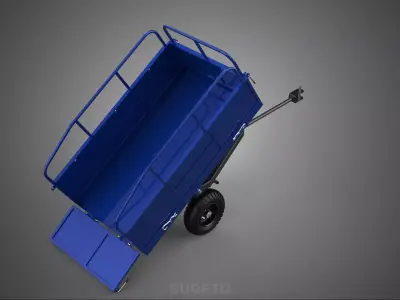 TILTED DUMP TRAILER CARGO CART WAGON TRACTOR CAR TRUCK VEHICLE 2 3D model