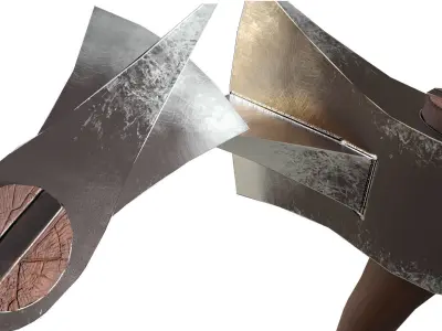 Axe with two blades Low-poly 3D model