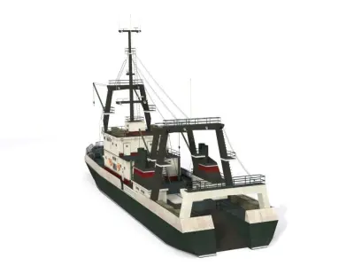 Trawler S fishing boat Low-poly 3D model