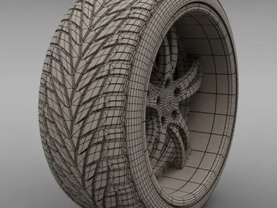 Savini Forged SV-32S Wheel and Tire 3D model