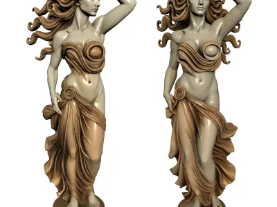 Home Decor Abstract Girl 2 Statues 3D print model