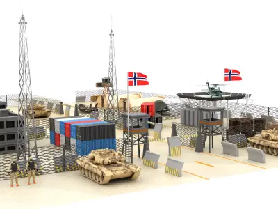 Norway Military Base Low-poly 3D model