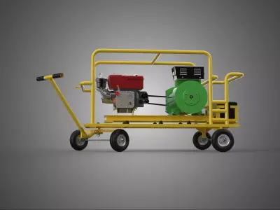 MOBILE DIESEL GENERATOR ELECTRIC STARTING PUSH PULL WAGON CART 3D model