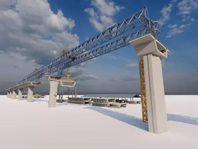Bridge Construction 3D Model - Detailed Look into Infrastructure 3D model shop