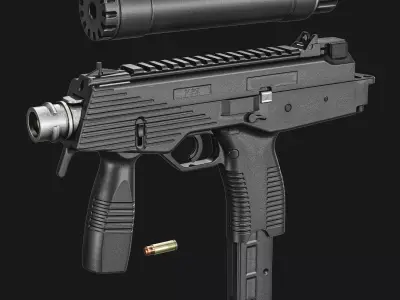 Thomet MP9 SubMachine Gun Low-poly 3D model