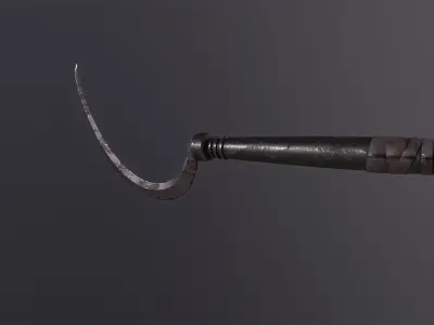 medieval metal sickle weapon Free low-poly 3D model