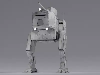 Panzer Mech Walker with RIG and LOWPOLY Winter Camo Low-poly 3D model
