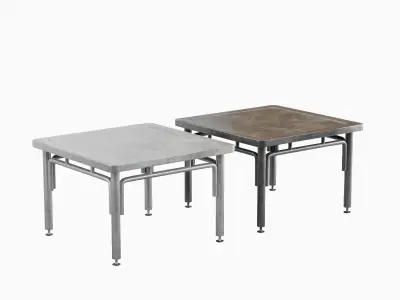 Steel Table Set Low-poly 3D model