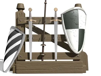 The weapons on the racks Low-poly 3D model