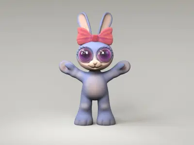 Rabbit cartoon 3d model Low-poly 3D model