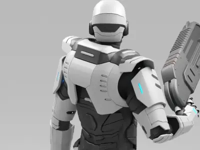 sci fi cap   rigged character 3D model