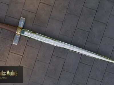 Medieval Sword Low-poly 3D model 6