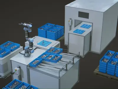 Industrial Packing Machine Collection Low-poly 3D model