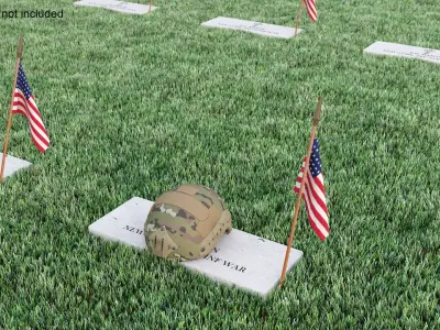 Soldier Grave with Helmet Fur 3D model
