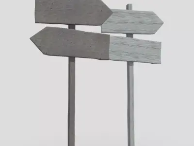 Wooden Sign 2 Low-poly 3D model