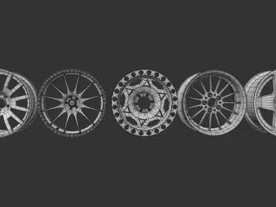 c4d Car wheels Industrial metal wheels blender Low-poly 3D model