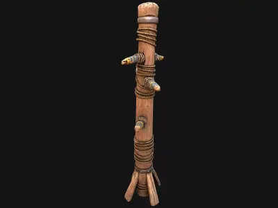 Wooden Wing Chun Combat Dummy Training Camp Low-poly 3D model
