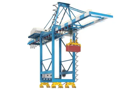 Two Detailed Gantry Rubber Tyred Cranes 3D model