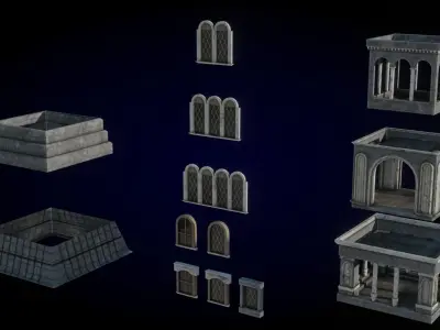 Medieval Modular Tower Pack Low-poly 3D model