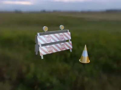 Traffic cone package Low-poly 3D model