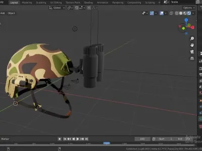 Military Helmet Low-poly 3D model 2