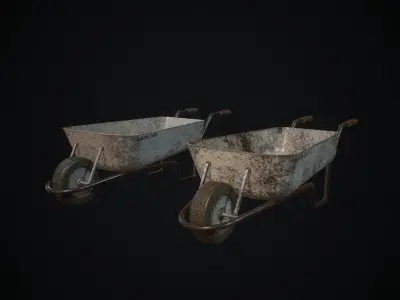Wheelbarrow two wheelbarrows Low-poly 3D model