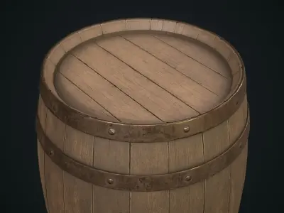 Wooden barrel Low-poly 3D model buy