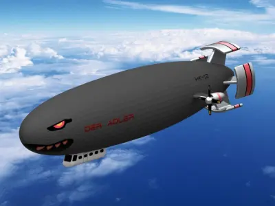 Airship zeppelin in sky 3D model