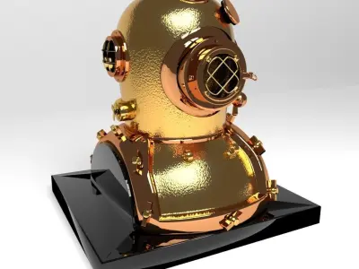 Antique Brass Divers Helmet 3D model