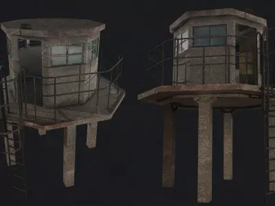 3D Low Poly - PBR Small Watch Tower 3D model model Low-poly 3D model
