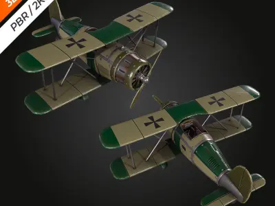 Airplane WW1 Low-poly 3D model